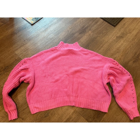 Becca Tilley x Bar III Sweaters - Becca Tilley x Bar III Pink Chunky Knit Cropped Sweater Mock Neck XXL